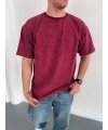 Yıkamalı Unisex Oversize Tshirt Bordo