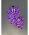 Bape Unisex Oversize Şortlu Takım - Mor