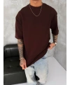 Basic Oversize Unisex Tshirt Kahverengi