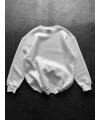 Basic Şardonlu Unisex Sweatshirt Beyaz