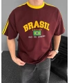 Brazil Unisex Oversize Tshirt - Bordo