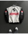 FRR Beyaz Unisex Bomber Ceket