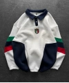İtaly Parçalı Şardonlu Sweatshirt Beyaz