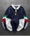 İtaly Parçalı Şardonlu Sweatshirt Lacivert