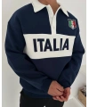 İtaly Polo Yaka Şardonlu Sweatshirt - Lacivert