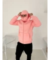 Kar Maske Şardonlu Unisex Hırka Pembe