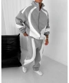 Parçalı Fermuarlı Şardonlu Unisex Eşofman Takımı Gri