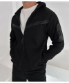 Tech Kapüşonlu Unisex Hırka - Siyah
