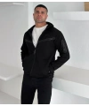 Tech Kapüşonlu Unisex Hırka - Siyah