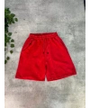 Yıkamalı Unisex Oversize Şort - Kırmızı
