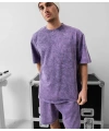 Yıkamalı Unisex Şortlu Takım- Mor
