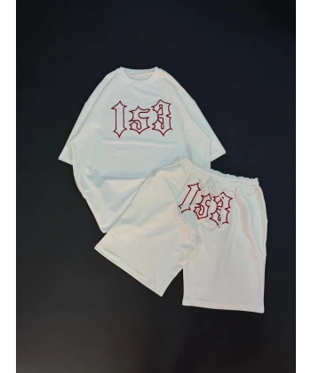 153 Unisex Oversize Şortlu Takım - Beyaz