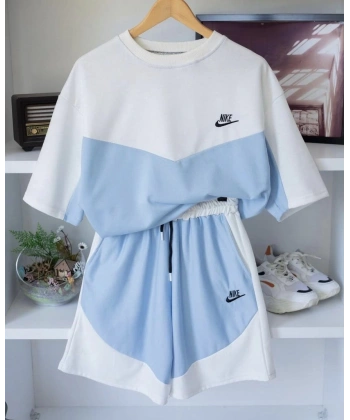 Tech Unisex Oversize Şortlu Takım - Mavi