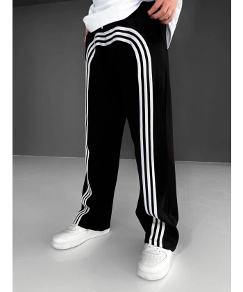 Ön Baskı 3 Çizgili Unisex Baggy Eşofman