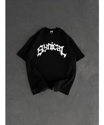 TAŞLI OVERSİZE UNİSEX TSHİRT SİYAH