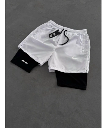 Sporcu Taylı Şort Beyaz