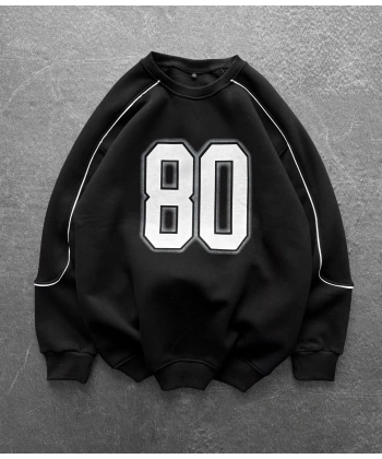 80 Unisex Şardonlu Sweatshirt Siyah