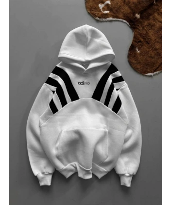 ADD Kapüşonlu Şardonlu Sweatshirt Beyaz