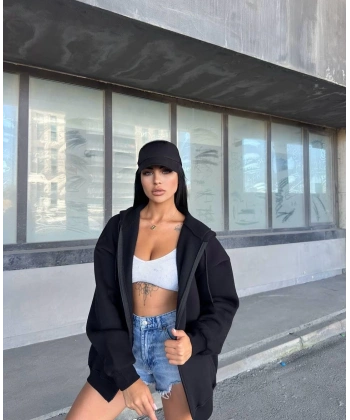 Basic Unisex Hırka - Siyah