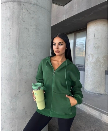 Basic Unisex Hırka - Yeşil