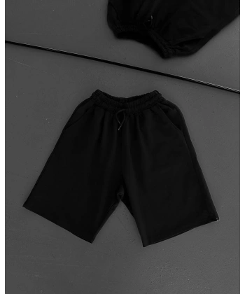 Basic Unisex Oversize Şort - siyah