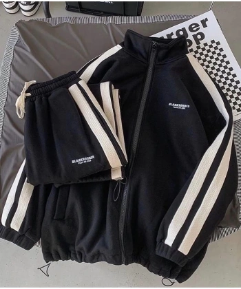 Blank Şardonlu Unisex Eşofman Takımı Siyah