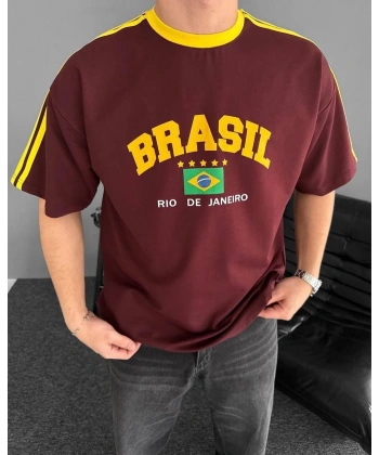 Brazil Unisex Oversize Tshirt - Bordo