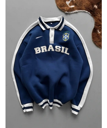 BRZ Ribanalı Polo Yaka Sweatshirt