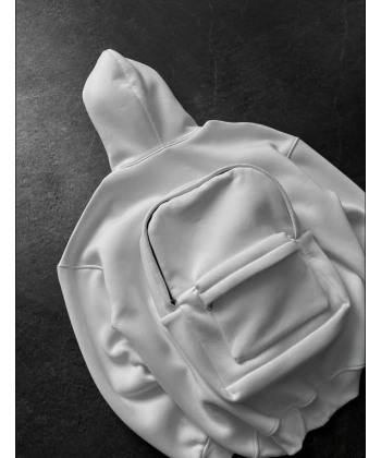 Çanta Detay Şardonlu Sweatshirt Beyaz