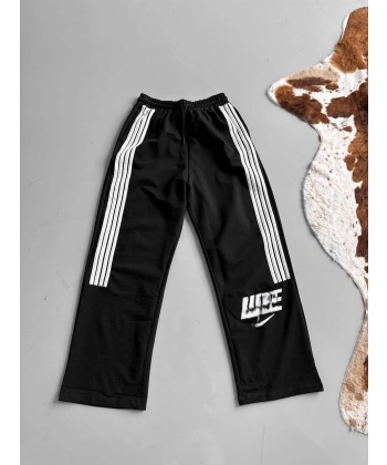 Çizgili Nk Baggy Unisex Eşofman Siyah