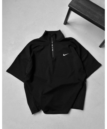 Dik Yaka NK Unisex Oversize Tshirt - Siyah