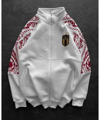 İtaly Oversize Şardonlu Unisex Hırka Beyaz