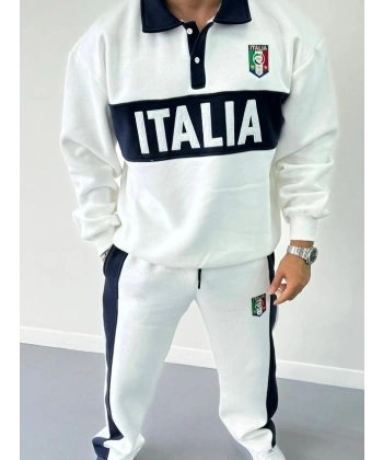 İtaly Şardonlu Unisex Eşofman Takımı Beyaz