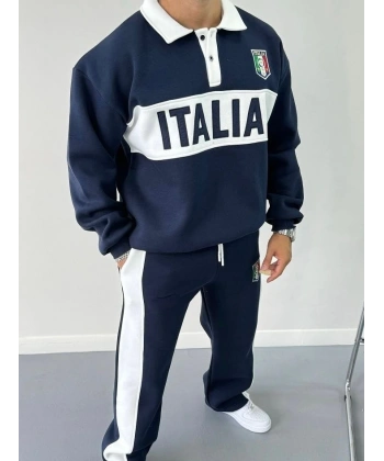 İtaly Şardonlu Unisex Eşofman Takımı Lacivert
