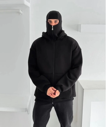 Kar Maske Unisex Sweatshirt Siyah