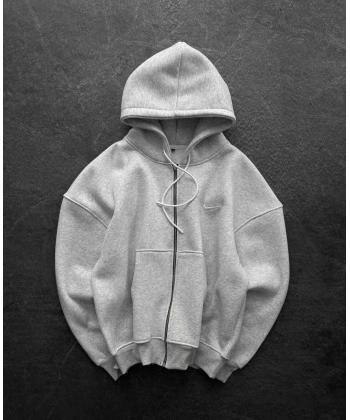 Nk Kapüşonlu Şardonlu Unisex Hırka Gri