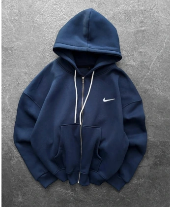 Nk Kapüşonlu Şardonlu Unisex Hırka Lacivert