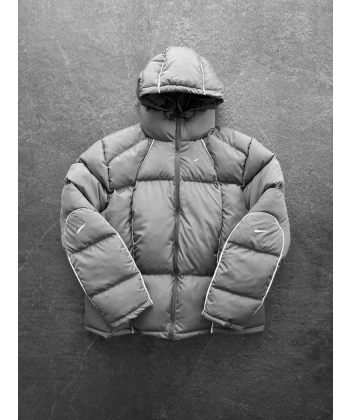 Nk Kapüşonlu Şişme Mont Gri