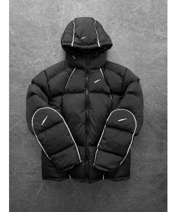 Nk Kapüşonlu Şişme Mont Siyah