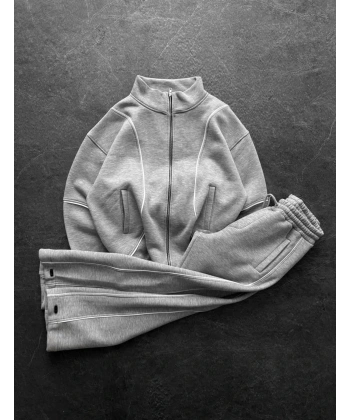 Orta Şerit Detay Şardonlu Eşofman Takımı Gri