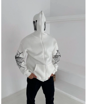 Örümcek Kar Maske Unisex Hırka Beyaz