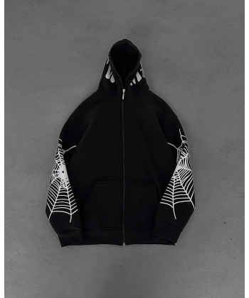 Örümcek Kar Maskeli Unisex Hırka Siyah