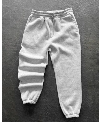 Paça Lastik Şardonlu Unisex Eşofman - Gri