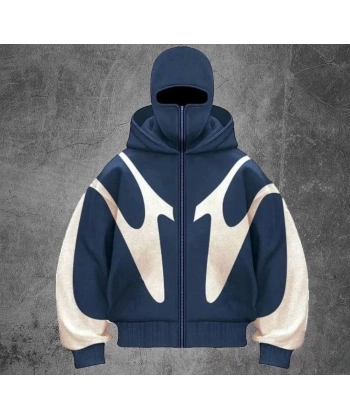 Parçalı Kar Maske Şardonlu Unisex Hırka Mavi