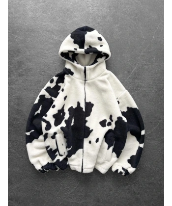 Peluş Kapüşonlu Unisex Hırka