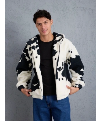 Peluş Kapüşonlu Unisex Hırka