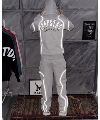 Reflektör Detay Traps Unisex Eşofman Takımı Gri