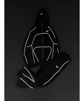 Reflektör Detay Unisex Eşofman Takım Siyah