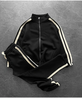 Şerit Detay Şardonlu Unisex Eşofman Takımı