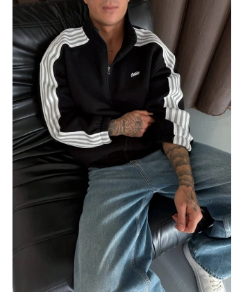 SW Şardonlu Unisex Hırka Siyah